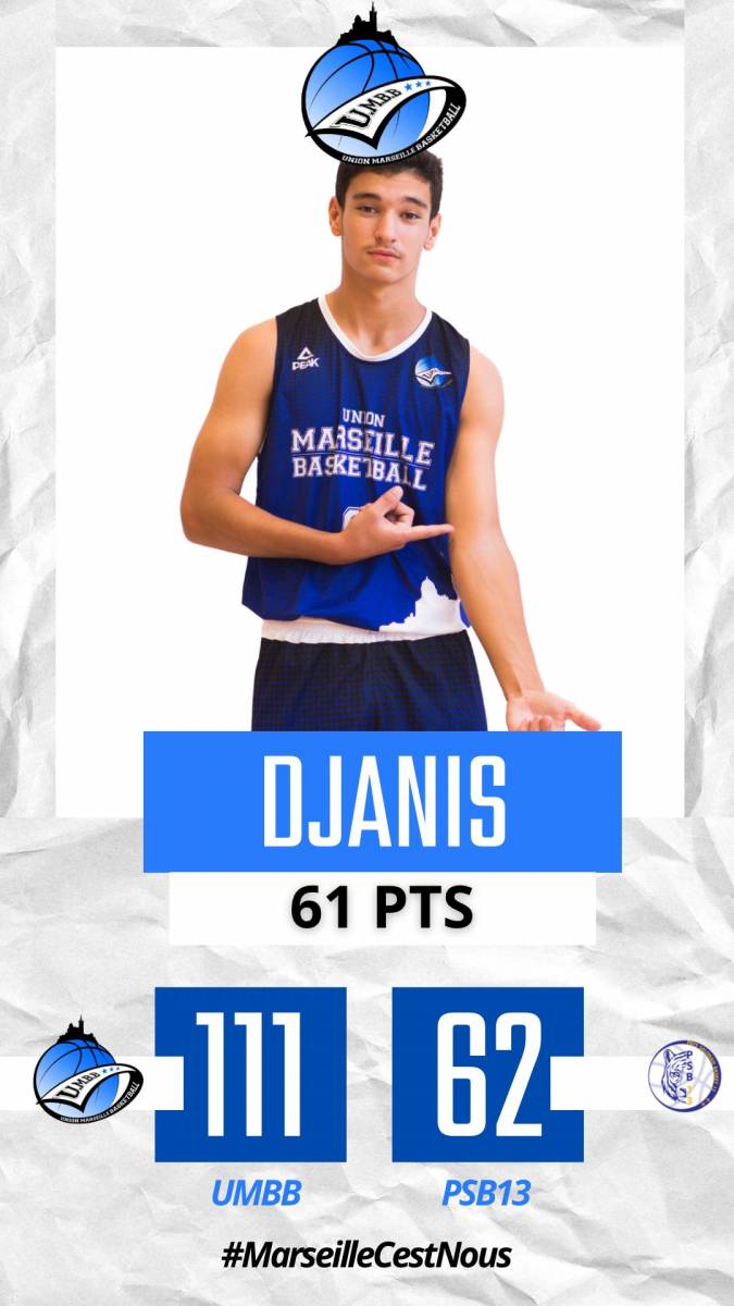 Djanis (U15), 61 points ! La folie continue à l'Union Marseille Basketball